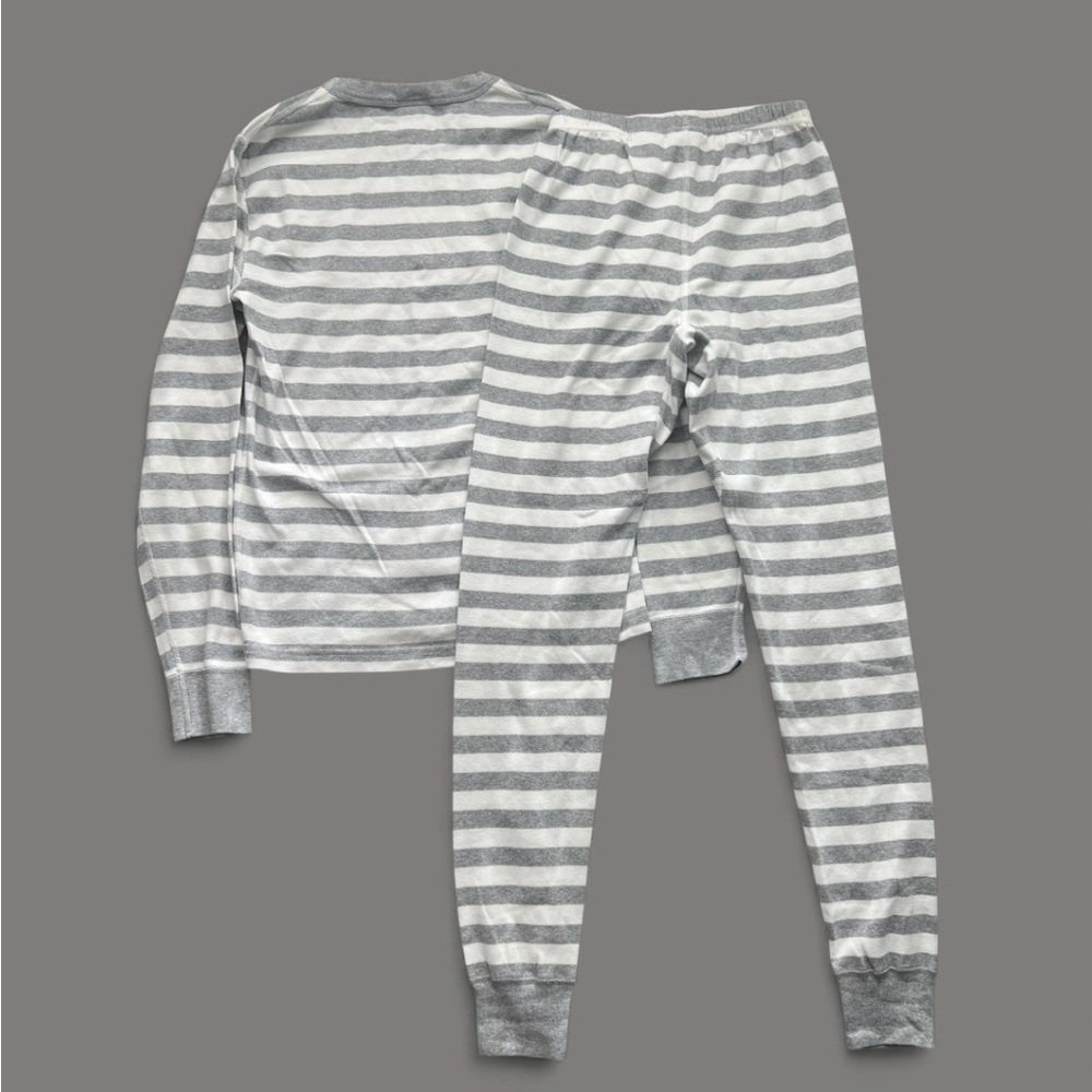 Hanna Andersson Adult Women’s Gray + White Striped Long John Pajama Set Size XS - Picture 3 of 6